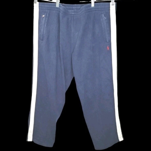 VTG 90s Polo Ralph Lauren Baggy Wide Leg Track Pants Men 2XB Navy Pony Lounge - Picture 13 of 13